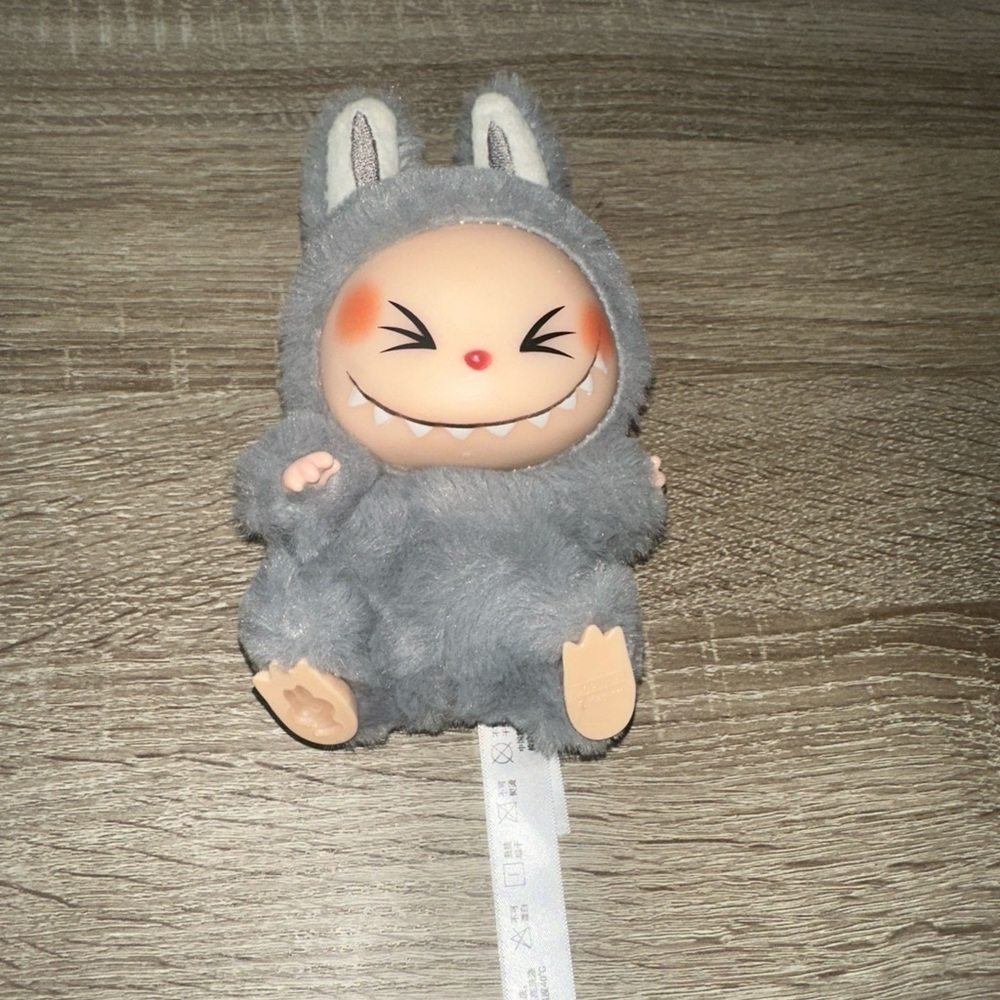 POP MART THE MONSTERS Gray Rabbit Plush Keychain Animation Collectible